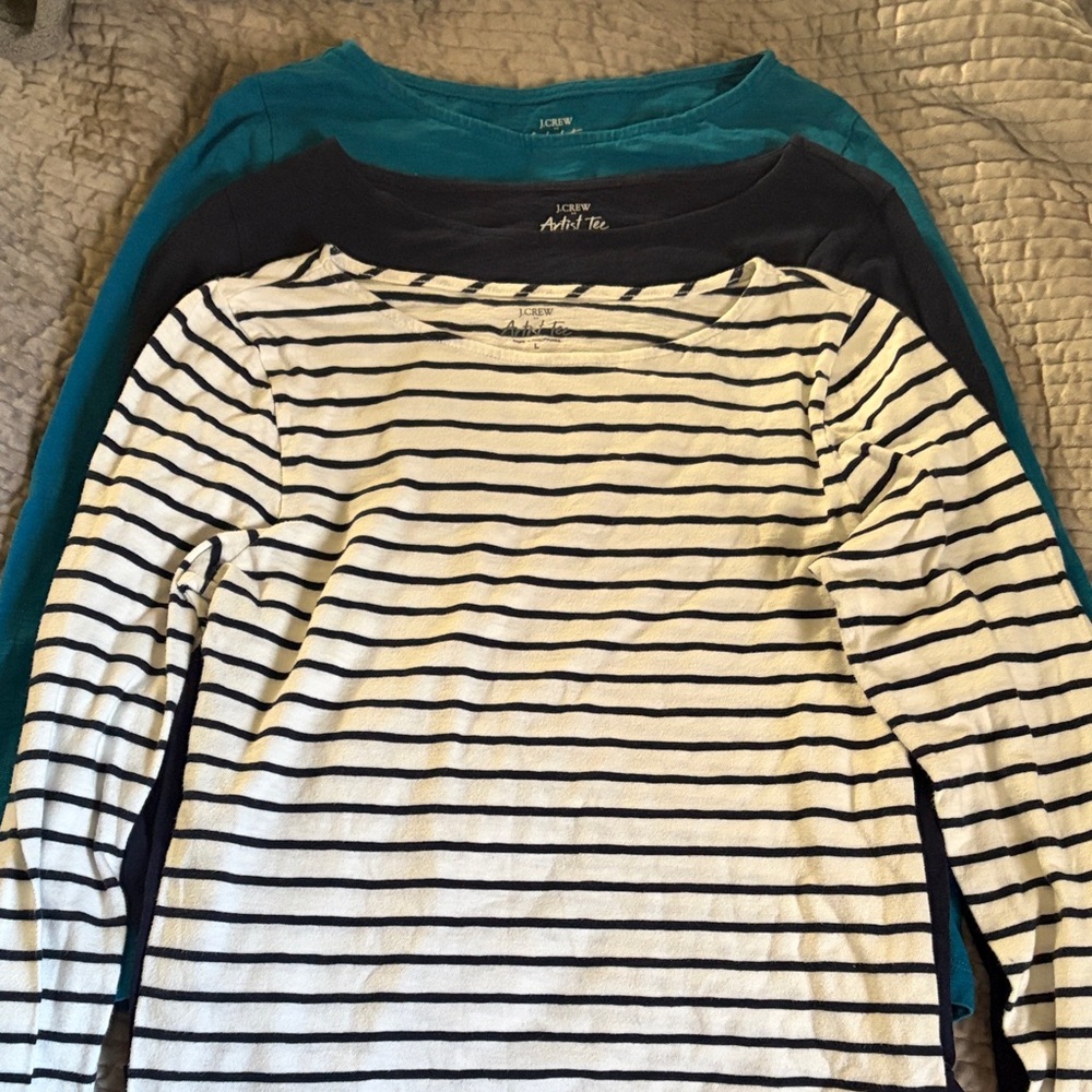 J. Crew Long Sleeve Tops - Teal, Navy, and Striped